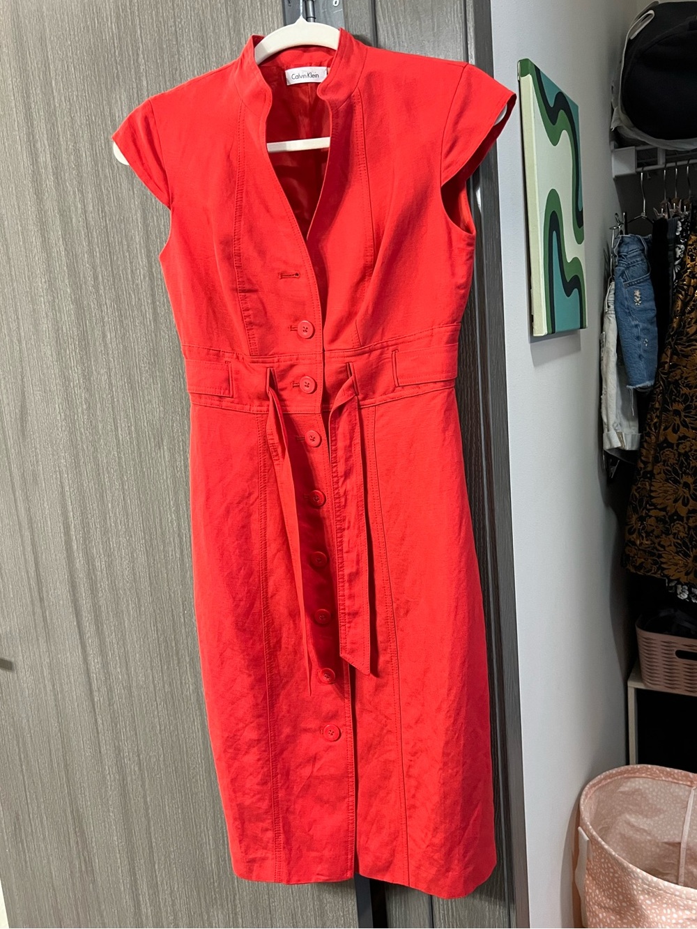 Calvin Klein Bright Red Midi Dress